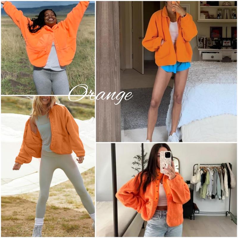 Women's Fuzzy Sherpa Fleece Jacket Winter Spring Coat Warm Button-Down Nurse Outfit for Fall & Daily Wear - Seldom Seen Styles