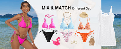 Women's Triangle Bikini Floral String Bikini Set Two Piece Swimsuit Bathing Suits