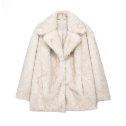 Jacket Suit Collar Loose Fur Coat