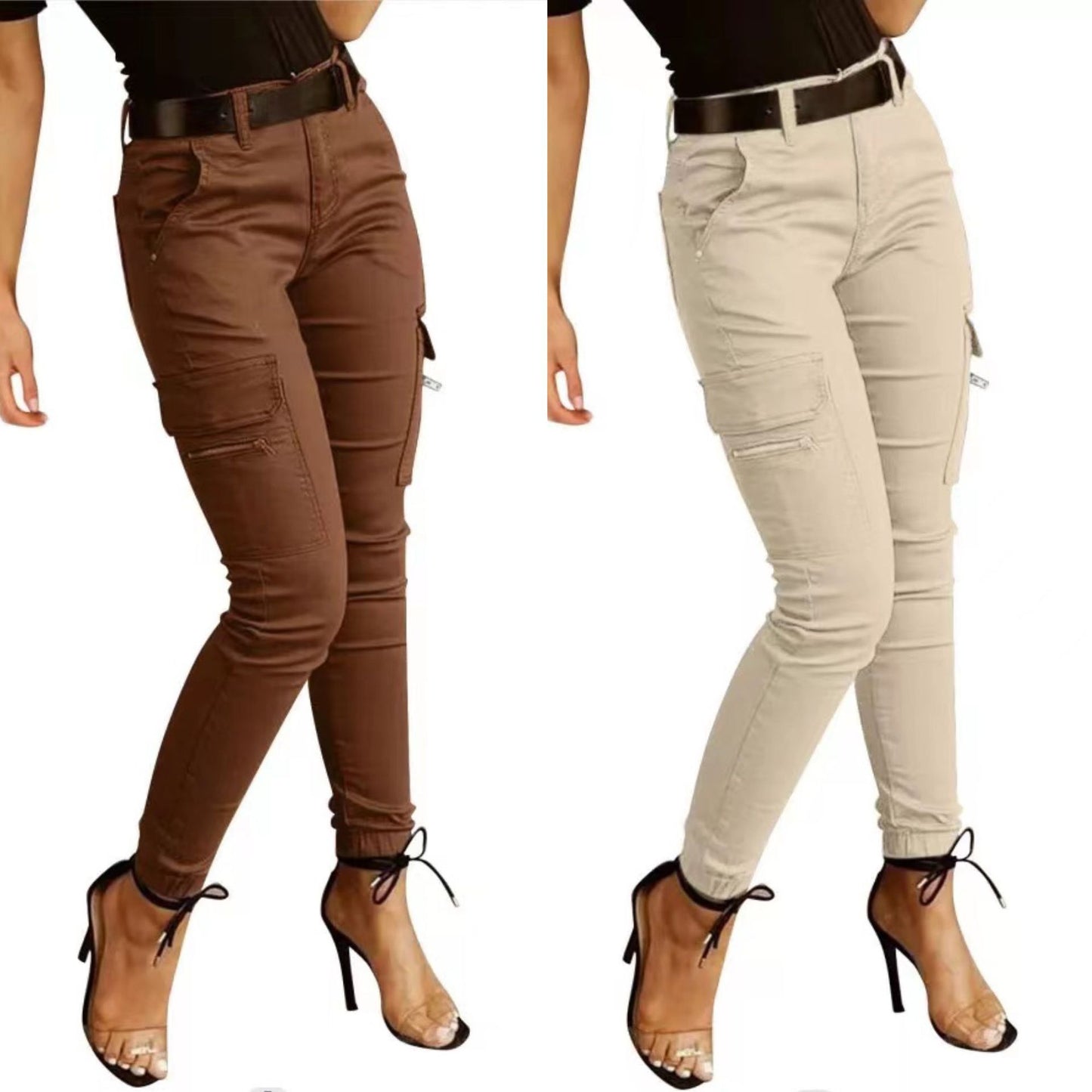 Women's Stretchy Tactical Cargo Pants High Waisted Casual Joggers Plus Size Skinny Trousers Cargo Pants with 6 Pockets - Seldom Seen Styles