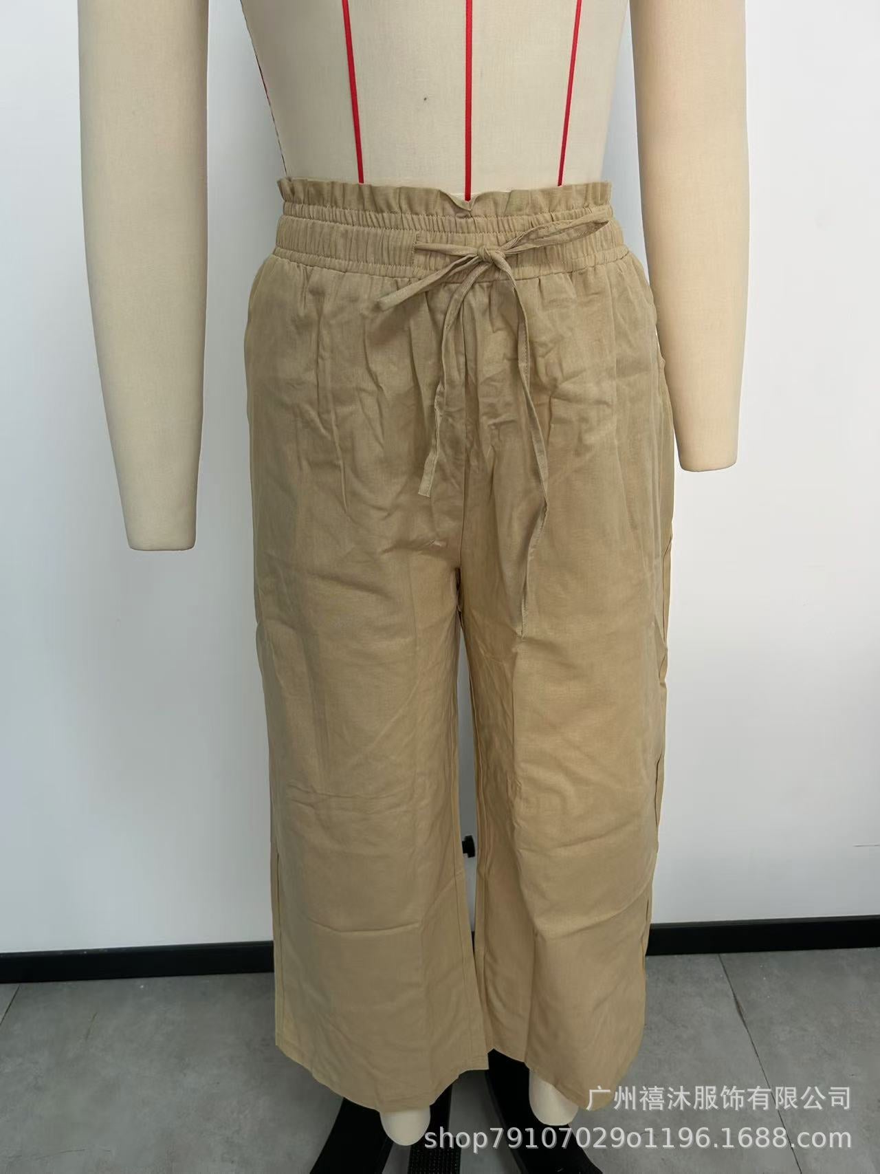 Women's Capri Pants Drawstring Casual Palazzo Trousers with Pockets Loose High Waisted Wide Leg Lounge Pants - Seldom Seen Styles