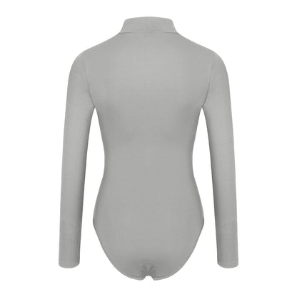 Women's Sexy Square Neck Bodysuit Long Sleeve Double Lined Shirt Tops
