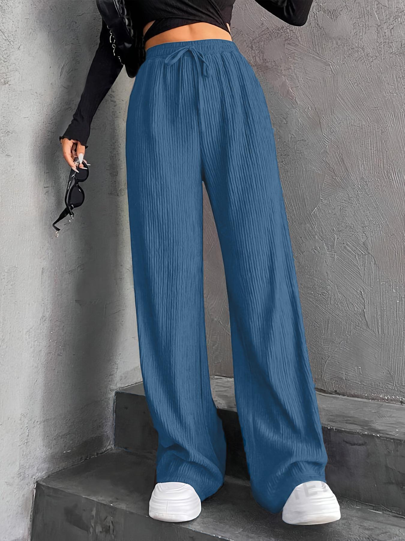 Women's Wide Leg Sweatpants Baggy Pants Lounge Yoga Knit Waisted Comfy Striped Workout Pants - Seldom Seen Styles