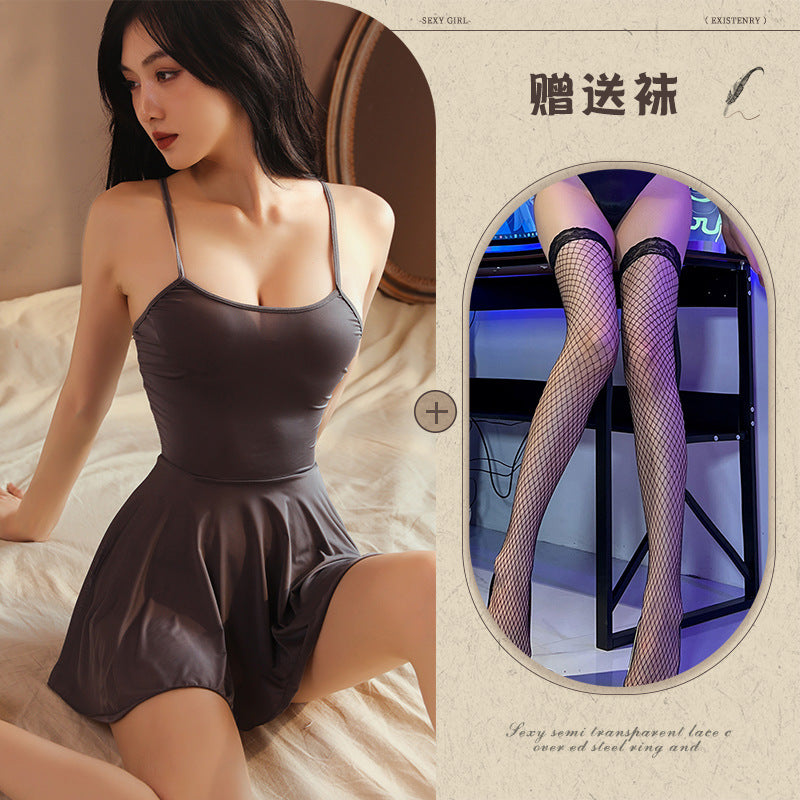 Sexy Nightdress Pure Desire Strap Sexy Sheer Plus Size Nightgown Cute Women's Backless Temptation Uniform