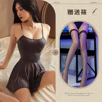 Sexy Nightdress Pure Desire Strap Sexy Sheer Plus Size Nightgown Cute Women's Backless Temptation Uniform