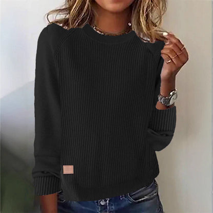 Coffee Plain Round Neck Sweater - Seldom Seen Styles