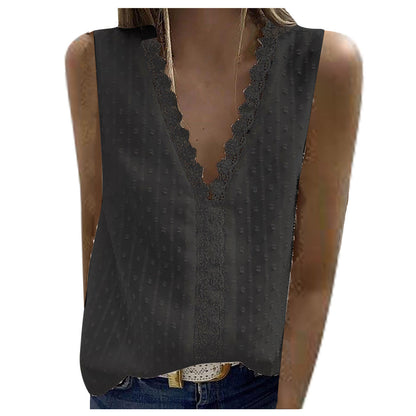 Women's V Neck Lace Crochet Tunic Tops Flowy Casual Blouses Shirts