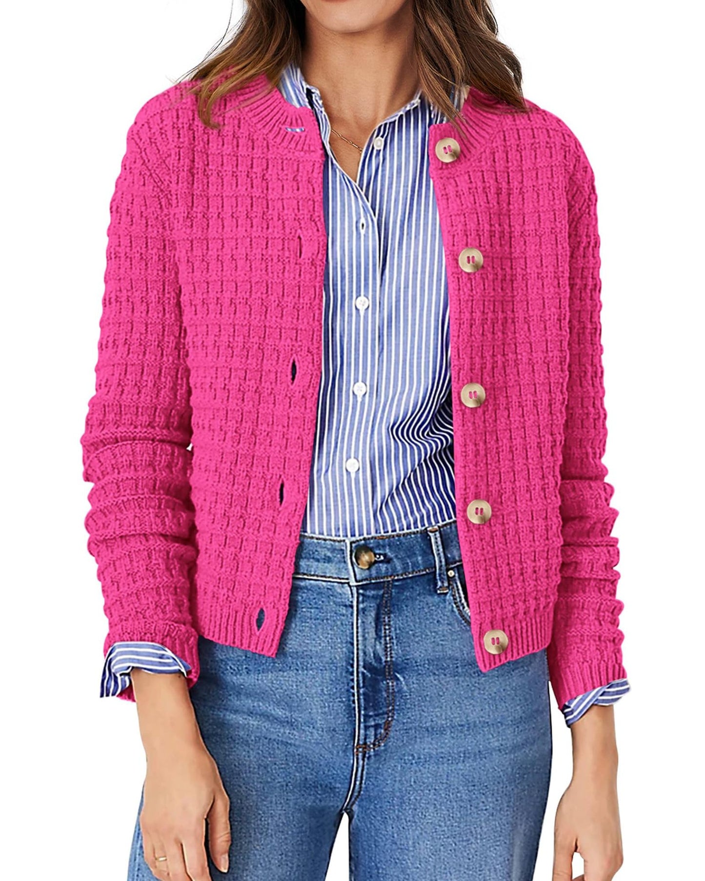 Women's Knit Cardigan Sweaters Casual Long Sleeve Open Front Button Down Trendy Jackets Outerwear