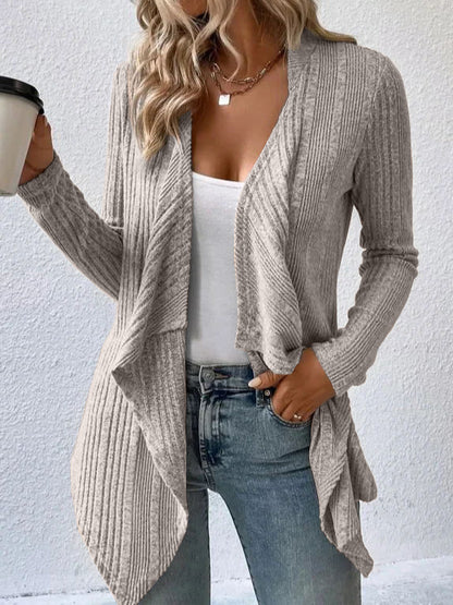 Cardigan Sweaters for Women Waterfall Open Front Long Sleeve Solid Color Fall Winter Coat Casual - Seldom Seen Styles