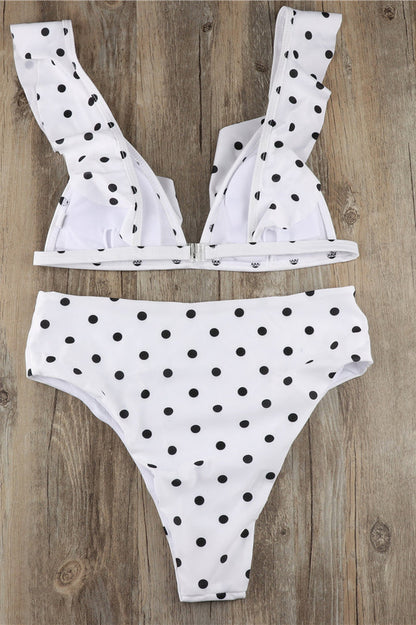 Polka Dot High Waist Ruffle Bikini - Dress In Beauty
