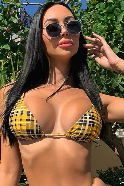 Stripe Print Push Up Brazilian Swimsuit - Seldom Seen Styles