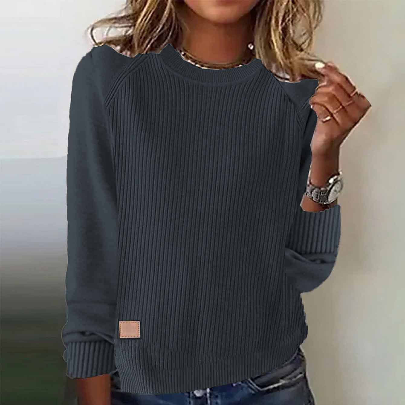 Coffee Plain Round Neck Sweater - Seldom Seen Styles
