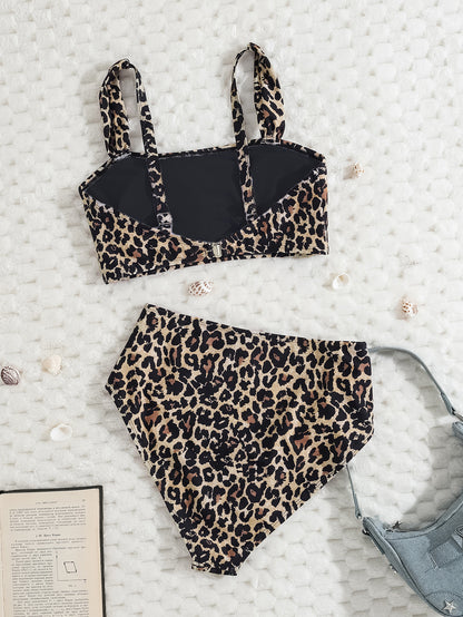 Herseas 2 Piece High Waisted Bikini Set for Waomen 2025 Spaghetti Straps Swim Top with Reversible Bottom Bathing Suit