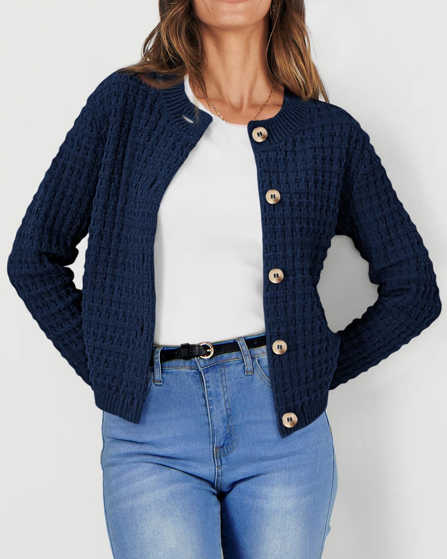 Women's Knit Cardigan Sweaters Casual Long Sleeve Open Front Button Down Trendy Jackets Outerwear