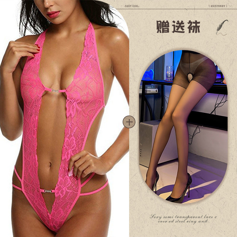Sexy Lingerie Amazon Foreign Trade Source See-through Backless Shaping Lace-up Lace