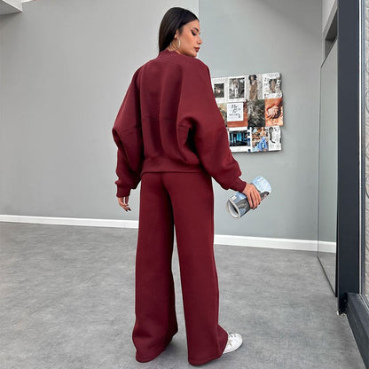 Sporty Two-piece Set Women's Plain Mock Neck Zip Up Jacket & Pocket Drawstring Waist Sweatpants Sports Sweat Suit, Sports Cozy Breathable Outfits Tracksuits for Daily Outdoor Wear, Tracksuit Set, Ladies Sportswear for All Seasons