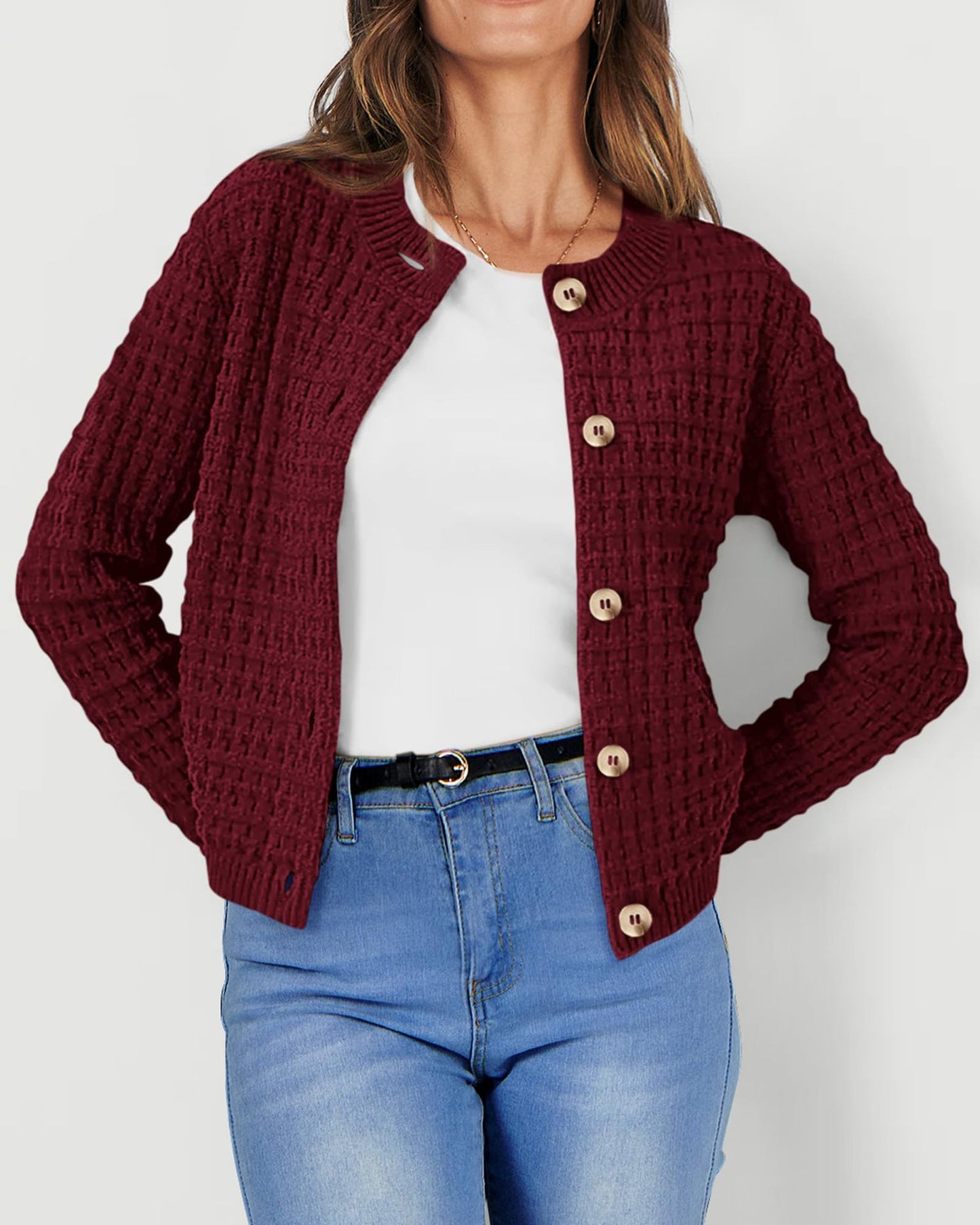 Women's Knit Cardigan Sweaters Casual Long Sleeve Open Front Button Down Trendy Jackets Outerwear