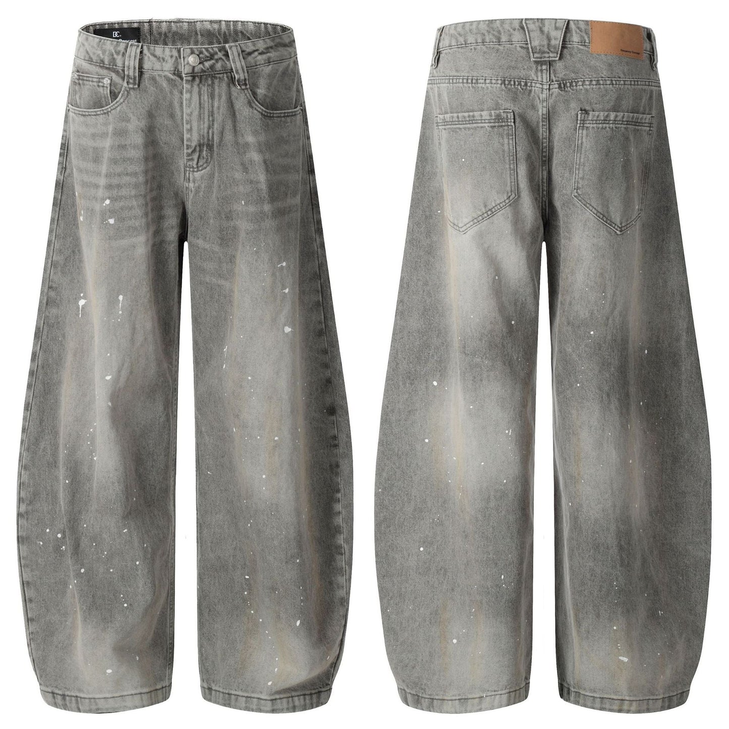 Grunge Paint-Splatter Wide-Leg Denim Pants mry001630 - Seldom Seen Styles