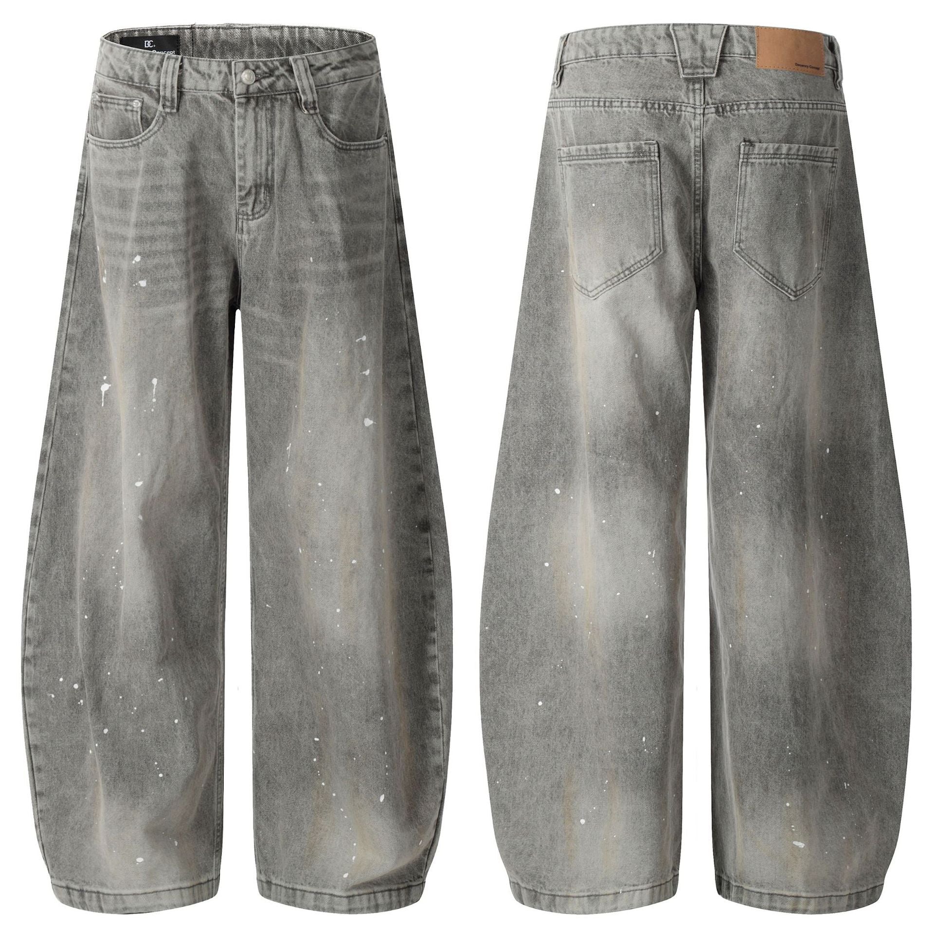 Grunge Paint-Splatter Wide-Leg Denim Pants mry001630 - Seldom Seen Styles