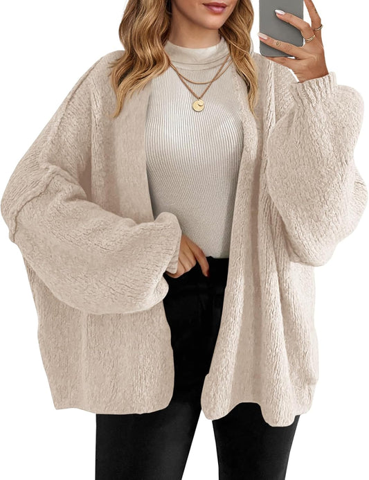 Womens Oversized Cardigan Sweaters Open Front Chunky Knit Casual Long Lantern Sleeve Fall Sweater Coats - Seldom Seen Styles