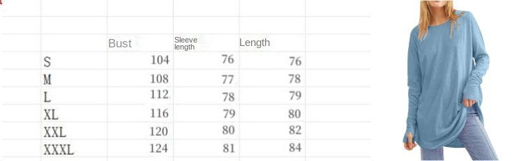 Womens Tunic Tops to Wear with Leggings Long Sleeve Thumb Hole Shirts Crew Neck Curved Hem - Seldom Seen Styles