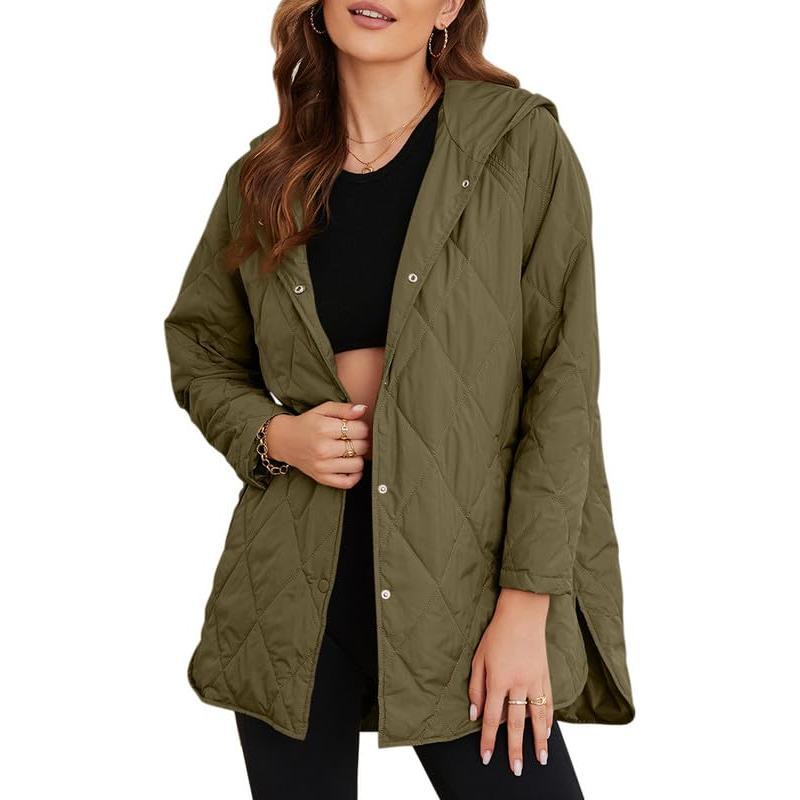 Puffer Jacket for Women,Lightweight Long Sleeve Button Hoodies Outerwear,Oversized Basic Casual Comfort Coats Tops,2025 Womenswear Fall Winter Outfits - Seldom Seen Styles