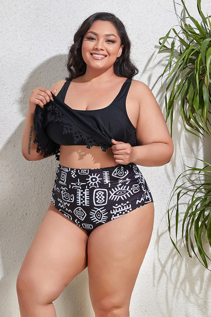 (L-4XL) Floral High Waist Bikini Set - Seldom Seen Styles