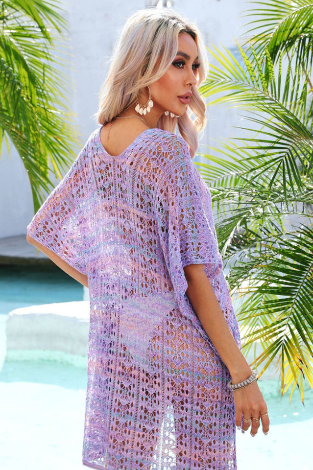 Side Slit Plunge Openwork Cover-Up - Seldom Seen Styles
