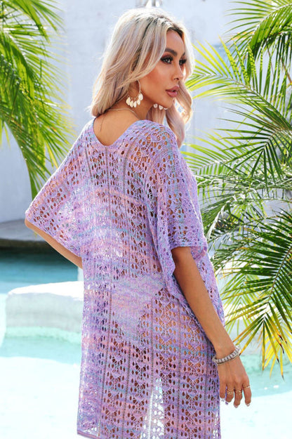 Side Slit Plunge Openwork Cover-Up - Seldom Seen Styles
