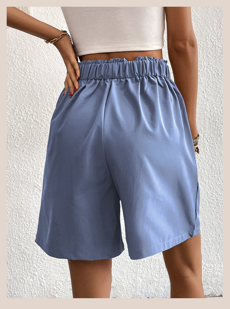 Womens Shorts Dressy Casual 2025 Trendy Summer Elastic High Waisted Pleated Side Slit Business Work Shorts Pockets