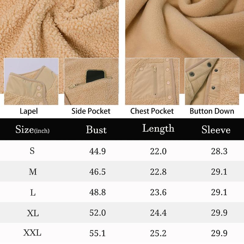 Women's Fuzzy Sherpa Fleece Jacket Winter Spring Coat Warm Button-Down Nurse Outfit for Fall & Daily Wear - Seldom Seen Styles