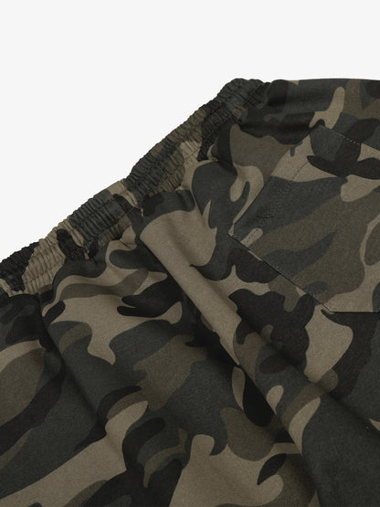 Retro Patchwork Embroidered Camouflage Barrel Pants