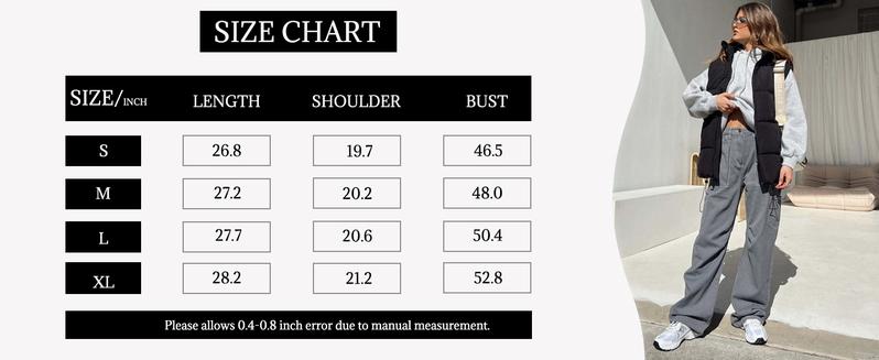 Women's Winter Oversized Puffer Vest Lightweight Stand Collar Flysleeve Insulated Padded Puffy Jackets Coat with Pockets Outerwear Casual Zipper Tops Black Fitted Minimalist FallFreshness - Seldom Seen Styles