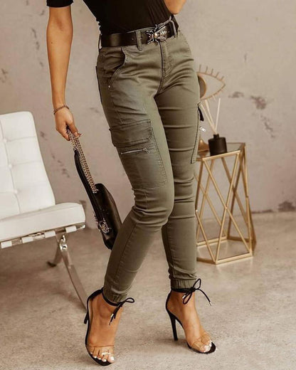 Women's Stretchy Tactical Cargo Pants High Waisted Casual Joggers Plus Size Skinny Trousers Cargo Pants with 6 Pockets - Seldom Seen Styles