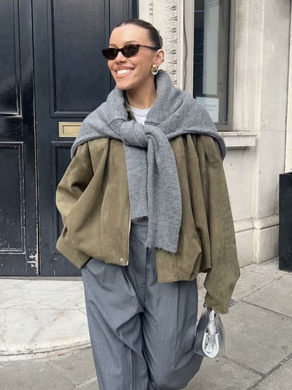 Cozy Touch Oversized Bomber Jacket