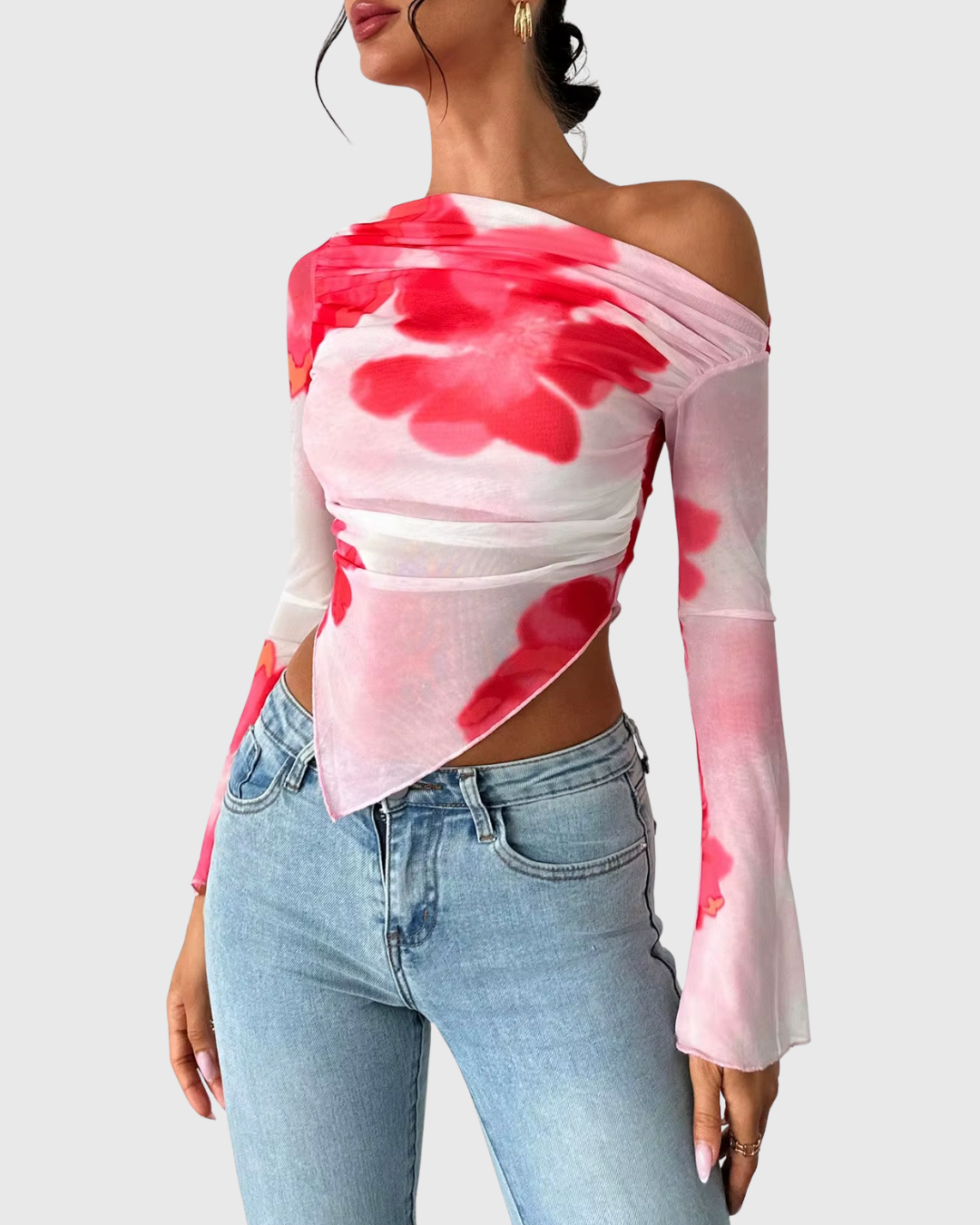 Floral Dye Off-Shoulder Top - Seldom Seen Styles