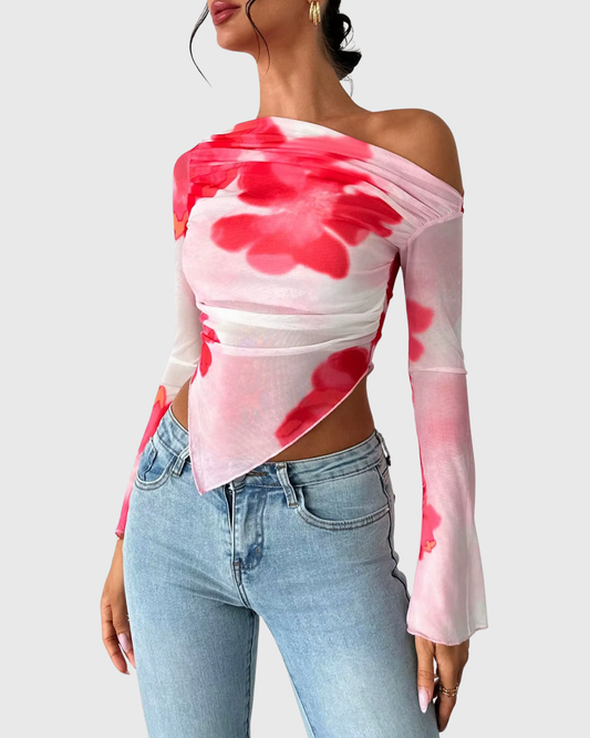Floral Dye Off-Shoulder Top - Seldom Seen Styles