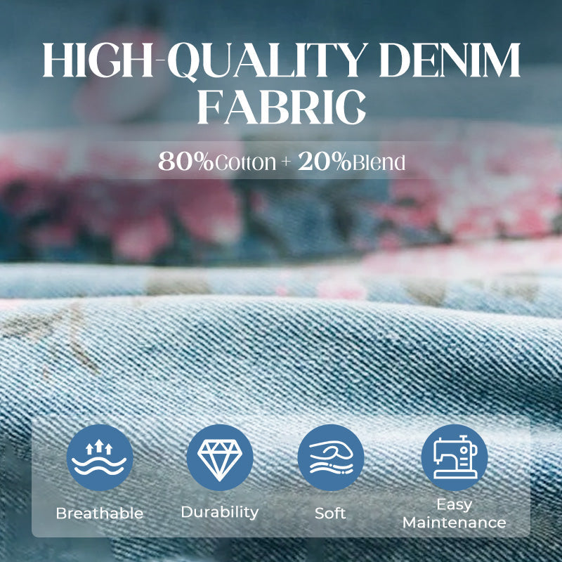 🌸2025 New Fashion🌸 Vintage Floral Printed Denim Jumpsuit - Seldom Seen Styles