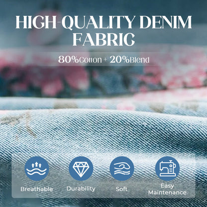 🌸2025 New Fashion🌸 Vintage Floral Printed Denim Jumpsuit - Seldom Seen Styles