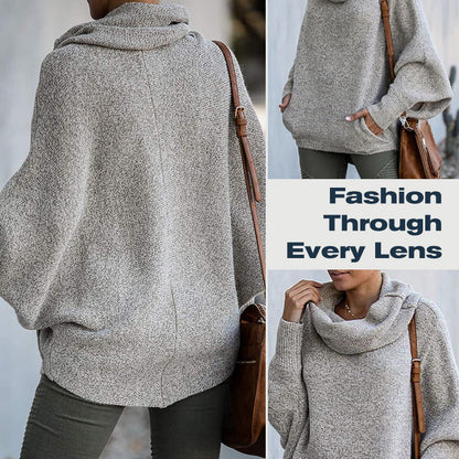 🎉50% OFF🥳Women's Batwing Cowl Neck Sweater with Pockets