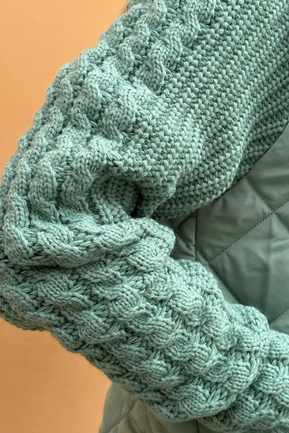 Women's Casual Solid Color Knitted Patchwork Zipped Jacket - Seldom Seen Styles