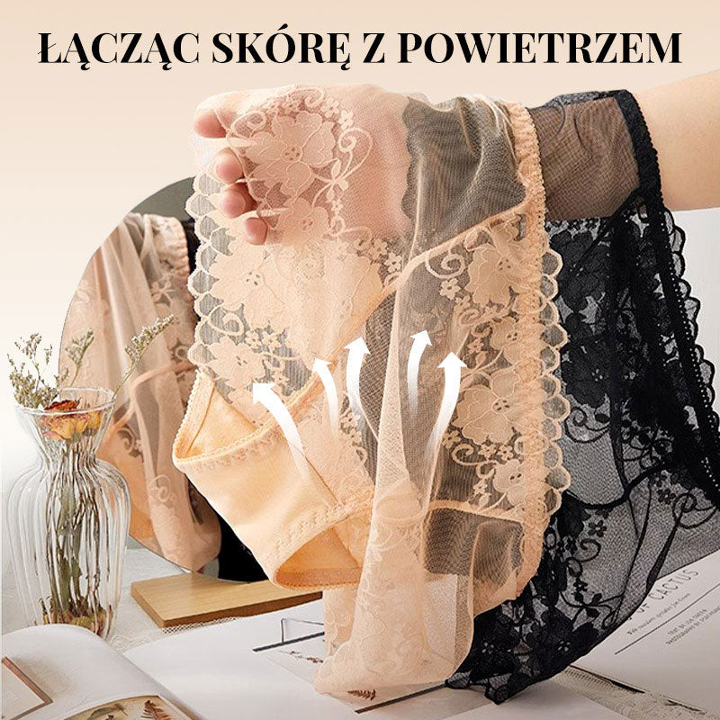 Damskie ręcznie robione bokserki z koronką o wysokim stanie