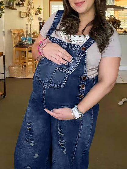 Women's Denim Overalls Casual Jumpsuits Loose Fit Adjustable Strap Distressed Bib Jeans Overall Jumpsuits - Seldom Seen Styles
