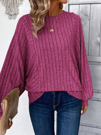 Womens Soft Long Sleeve Crewneck Shirts Fall Casual Loose Fit Knit Tops Blouses - Seldom Seen Styles