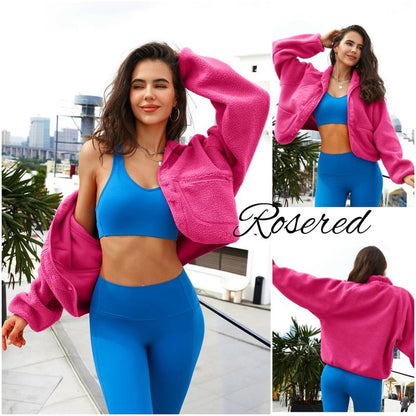 Women's Fuzzy Sherpa Fleece Jacket Winter Spring Coat Warm Button-Down Nurse Outfit for Fall & Daily Wear - Seldom Seen Styles