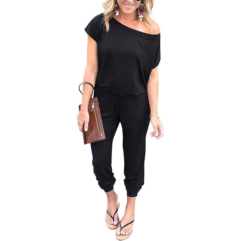 Women's Jumpsuit Plus Size S-XXXL Off-Shoulder Elastic Waist Stretchy Loose Minimalist Comfy Clothes Casual Outdoor Lightweight Romper - Fabric - Womenswear - Seldom Seen Styles