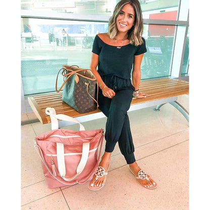 Women's Jumpsuit Plus Size S-XXXL Off-Shoulder Elastic Waist Stretchy Loose Minimalist Comfy Clothes Casual Outdoor Lightweight Romper - Fabric - Womenswear - Seldom Seen Styles