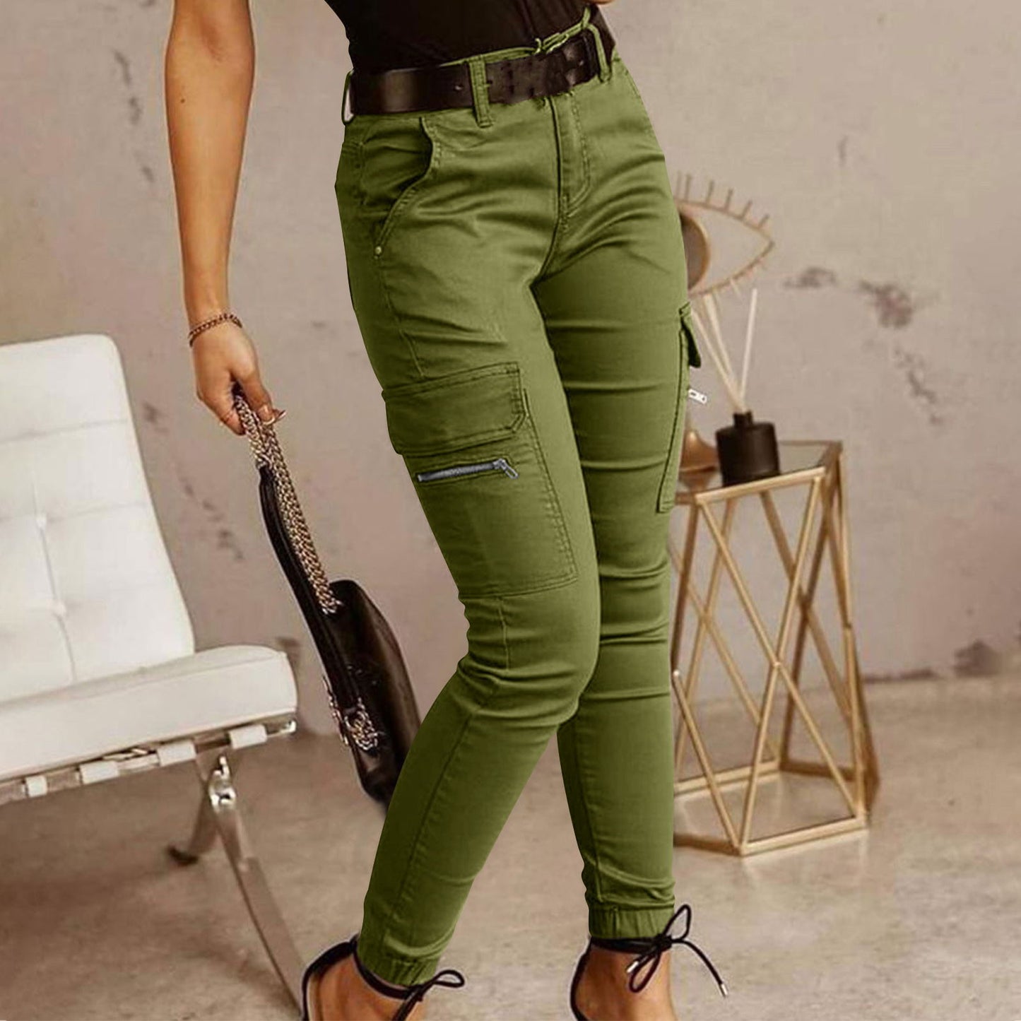 Women's Stretchy Tactical Cargo Pants High Waisted Casual Joggers Plus Size Skinny Trousers Cargo Pants with 6 Pockets - Seldom Seen Styles