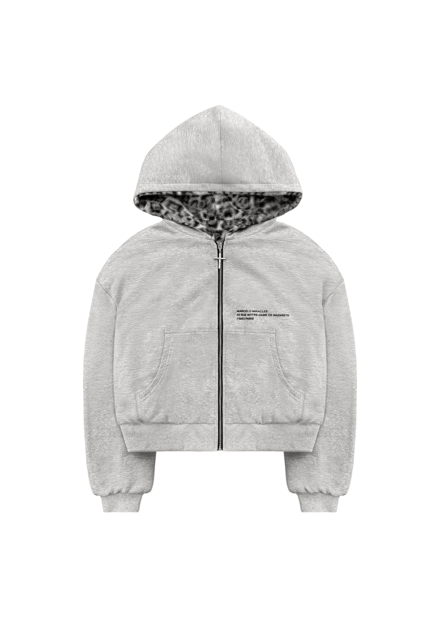 REVERSIBLE FUR ZIP HOODIE in GREY