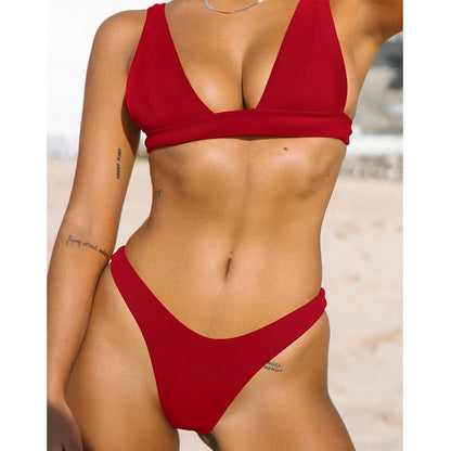 Bathing Suits for Women Deep V Neck Sexy Two Piece Bikini Sets for Women Thong Halter Cheeky Swimsuit